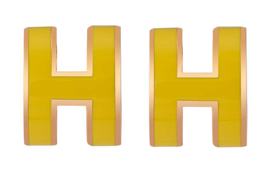 HERMES Metal, Rose Gold Plated Earrings Women's Yellow