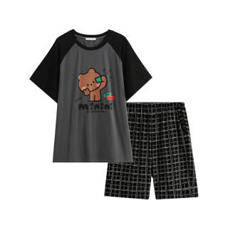 FENTENG Brown Bear Pajama Set Men's Dark Smoke Gray