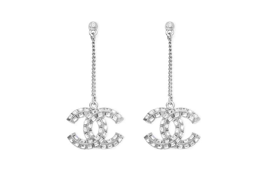 CHANEL Chanel 2000-2026 Plated Crystal Cc Drop Push Back Earrings costume earrings