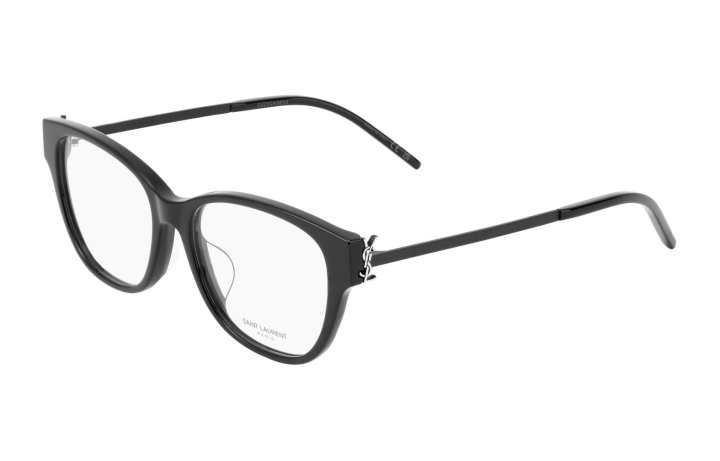 SAINT LAURENT SAINT LAURENT Capsule Plate Frame Butterfly Prescription Glasses Women's Black With Silver Logo