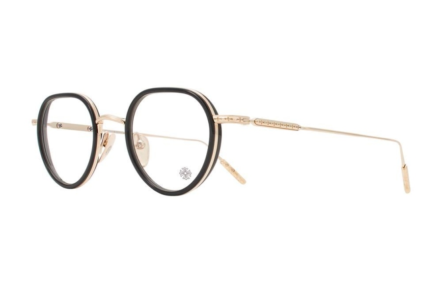 Chrome Hearts Chrome Hearts Plate Metal Silver Irregular Shape Eyeglass Frames Unisex Black Gold