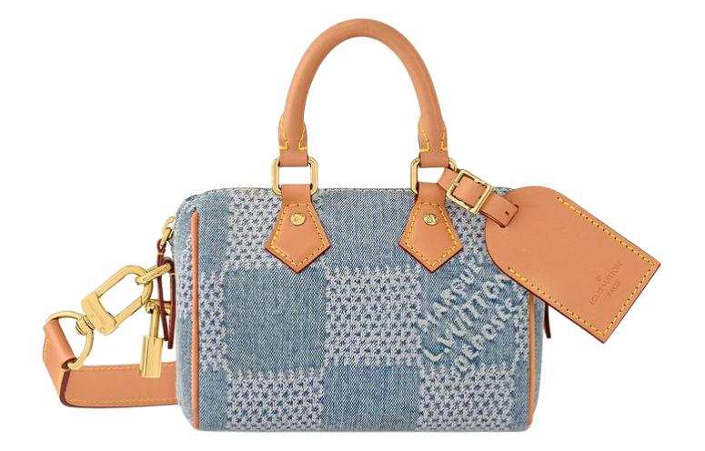 LOUIS VUITTON Speedy 18 Bandouliere Damier Denim 3D Blue Denim