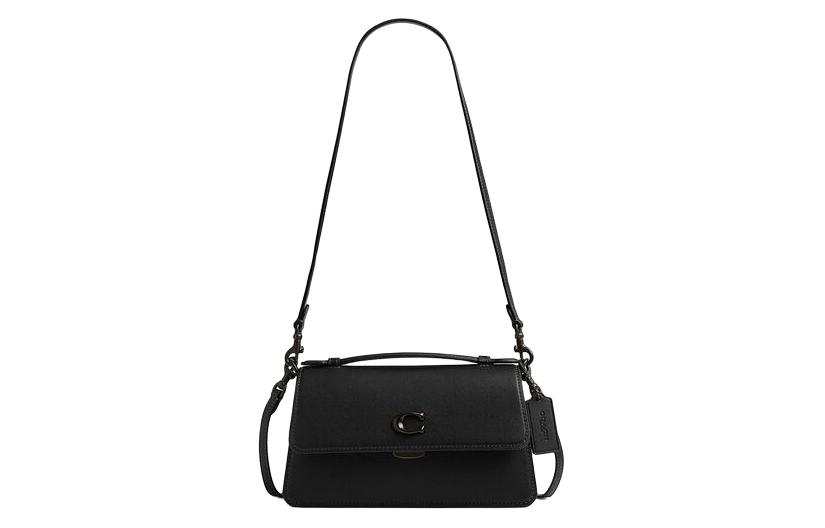 COACH JUNO Glove Tanned Leather Handbag, Shoulder Bag Medium Women's Matte Black