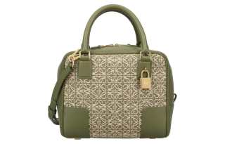 LOEWE Anagram Fabric With Calfskin Shoulder Bag, Crossbody Bag, Handbag Women's Green