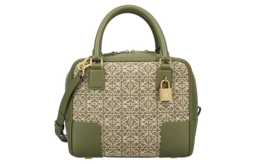 LOEWE LOEWE Anagram Fabric With Calfskin Shoulder Bag, Crossbody Bag, Handbag Women's Green