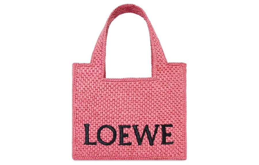 LOEWE Font Tote Raffia Tote Bag, Shopping Bag, Shoulder Bag, Crossbody Bag, Handbag Mini Women's Pink