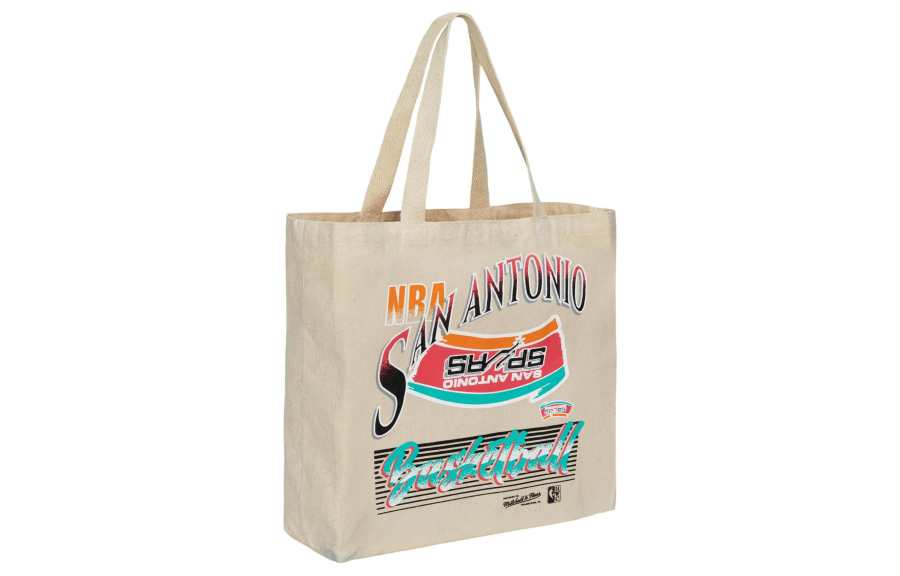 Mitchell Ness Cotton Handbag Unisex Ecru