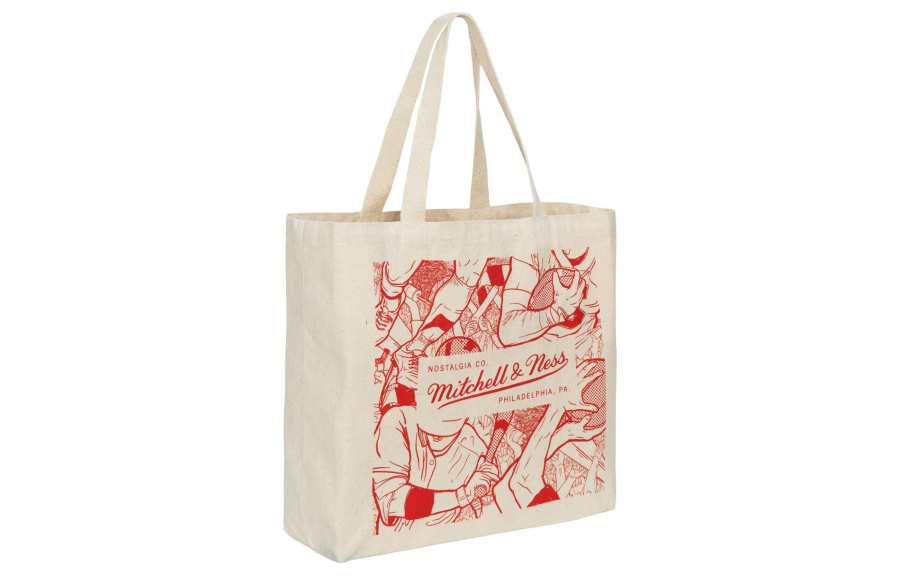 Mitchell Ness Cotton And Canvas Handbag, Shoulder Bag Unisex Ecru