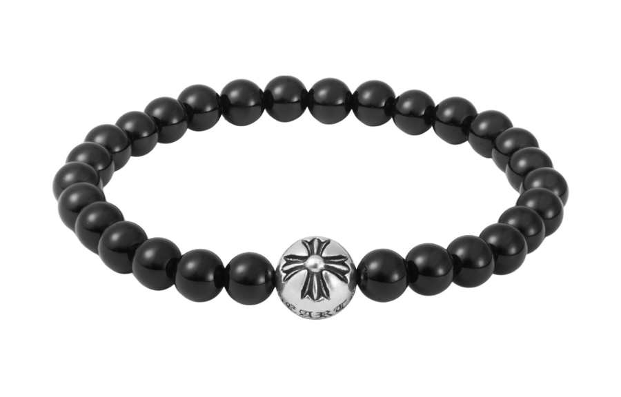 Chrome Hearts 925 Sterling Silver Beaded Bracelets Unisex Black