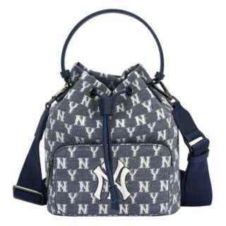 MLB Monogram Collection Polyester Bucket Bag, Shoulder Bag, Crossbody Bag Regular Unisex Denim Blue