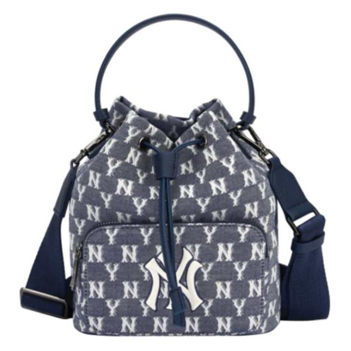 MLB MLB Monogram Collection Polyester Bucket Bag, Shoulder Bag, Crossbody Bag Regular Unisex Denim Blue