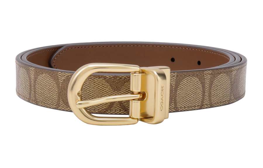 COACH COACH Cow Leather Belts Women's Gold/Brown Width 2.5cm