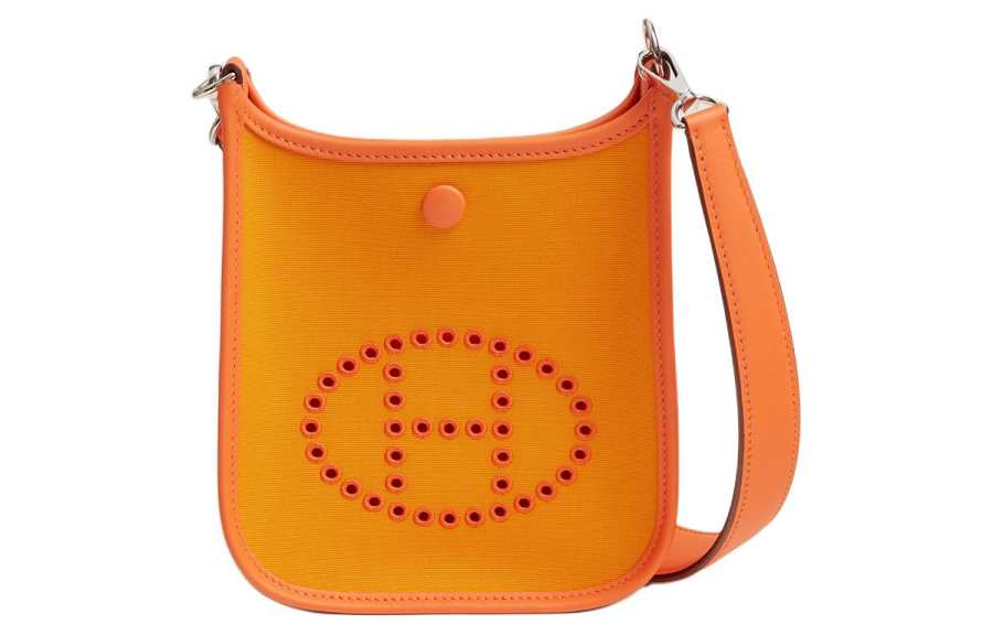 HERMES Evelyne Officier Canvas And Swift Calfskin Crossbody Bag, Shoulder Bag 16 Women's