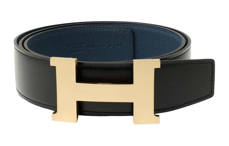 HERMES HERMES Constance Metallic Cow Leather Belts Men's Width 3.8cm