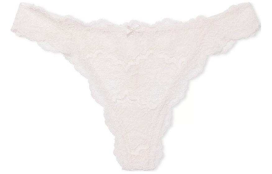 Victoria's Secret DREAM ANGELS Lace Trim Thong Panty/White/Ivory Thong Women's 1 Pack White Lace