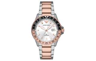 EMPORIO ARMANI SUBMARINER Collection Wrist Watches Quartz Movement Stainless Steel Strap 42mm Silver Dial Men's Watches