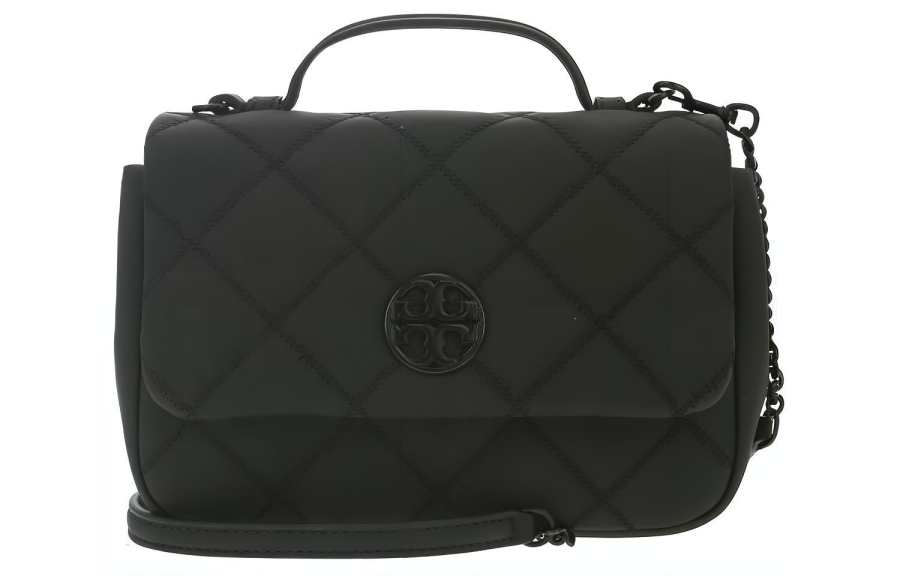 TORY BURCH TB Willa Zip Closure Artificial Leather Shoulder Bag, Crossbody Bag, Handbag Small Women's Black