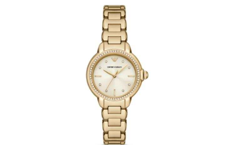 EMPORIO ARMANI Wrist Watches Quartz Movement Stainless Steel Strap 32mm Yellow Watch Dial Men's Watches