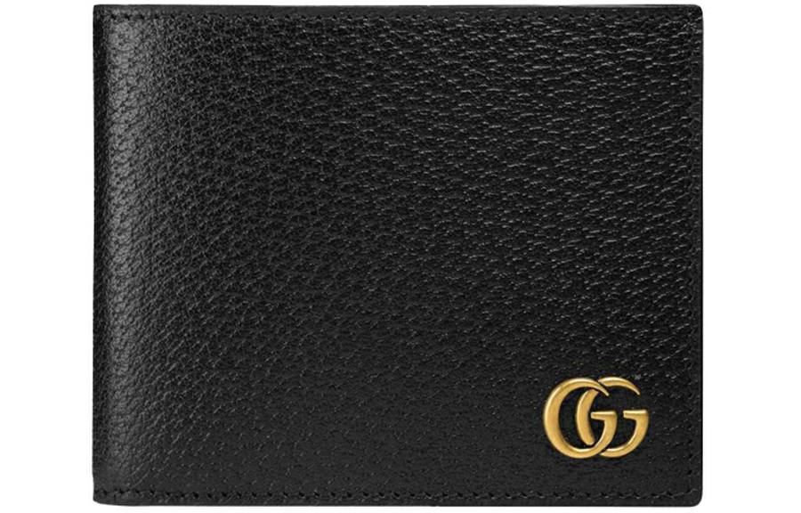 GUCCI Marmont Bifold Leather Wallet Unisex Black