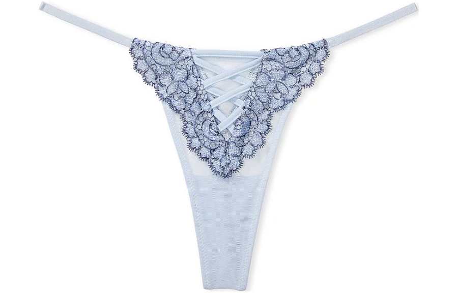 Victoria's Secret DREAM ANGELS Boho Floral Thong Panty/Print Thong Women's 1 Pack Blue