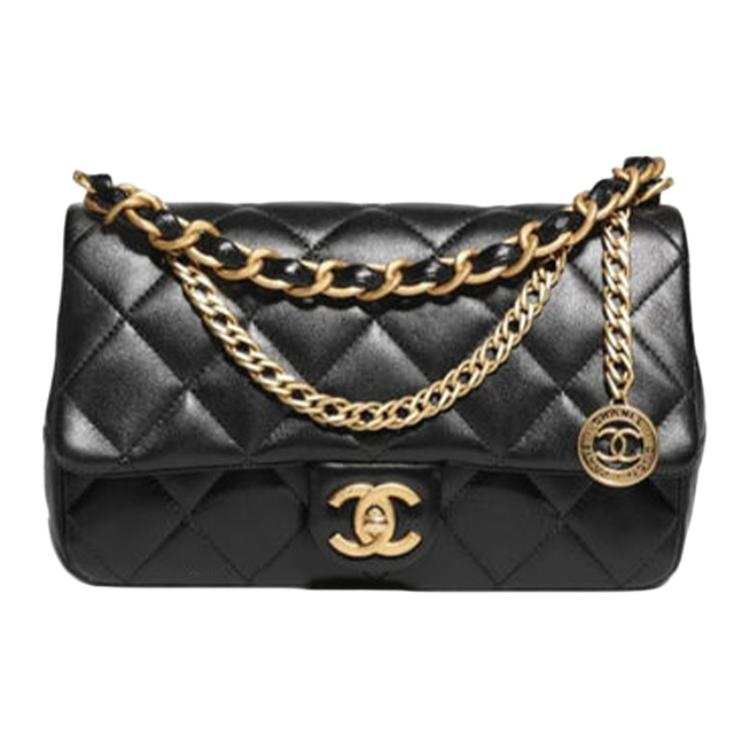 CHANEL Lambskin Flap Bag, Handbag, Shoulder Bag, Crossbody Bag Small Women's Black