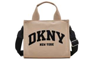 DKNY 100% Cotton Tote Bag, Shopping Bag, Shoulder Bag, Crossbody Bag, Handbag Small Women's Light Umber