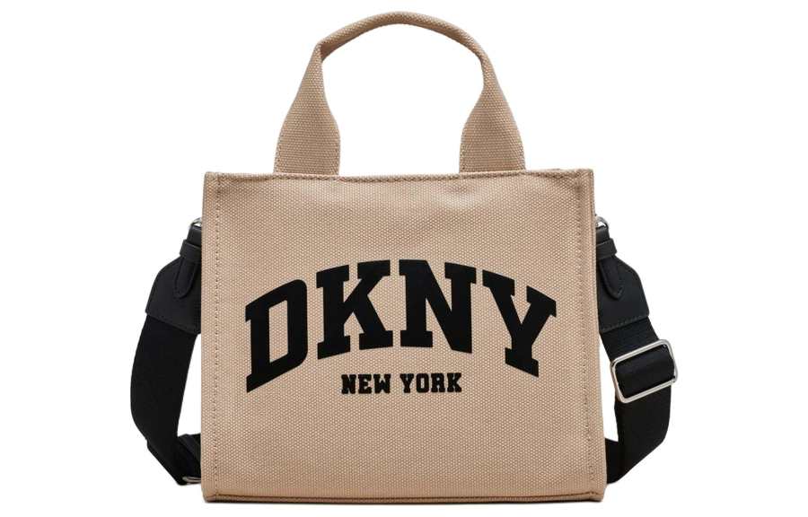 DKNY 100% Cotton Tote Bag, Shopping Bag, Shoulder Bag, Crossbody Bag, Handbag Small Women's Light Umber