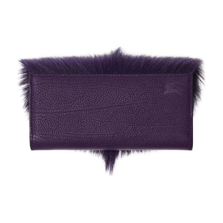 Burberry Grain Calfskin Wallet Women's Ribbon Purple