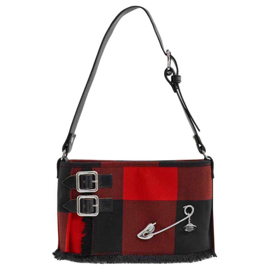 Vivienne Westwood Virgin Wool Handbag, Shoulder Bag Women's Red & Black