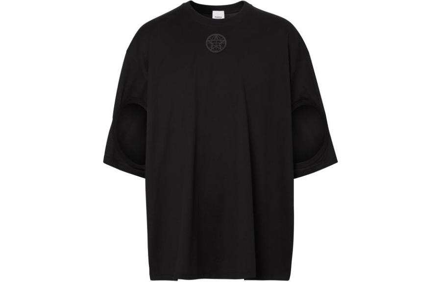 Burberry T Shirts Men's Black Crew Neck Moderate Straight Fit