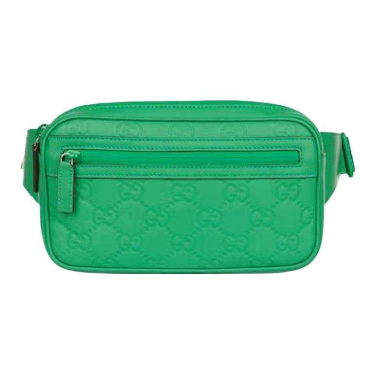 GUCCI Rubber Leather Fanny Pack Men's Green