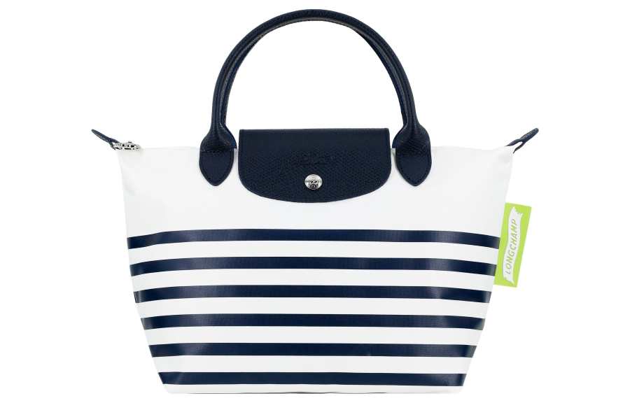 LONGCHAMP Le Pliage Canvas With Leather Dumpling Bag Handbag Small Women's Marine Blue & White