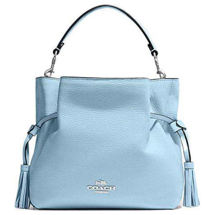 COACH Andy Pebble Texture Cow Leather Handbag, Shoulder Bag, Crossbody Bag Medium Women's Blue