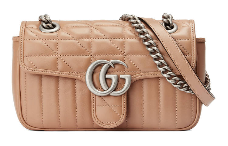 GUCCI GUCCI Leather Shoulder Bag, Crossbody Bag Small Women's Rose Beige With Milk Tea Brown