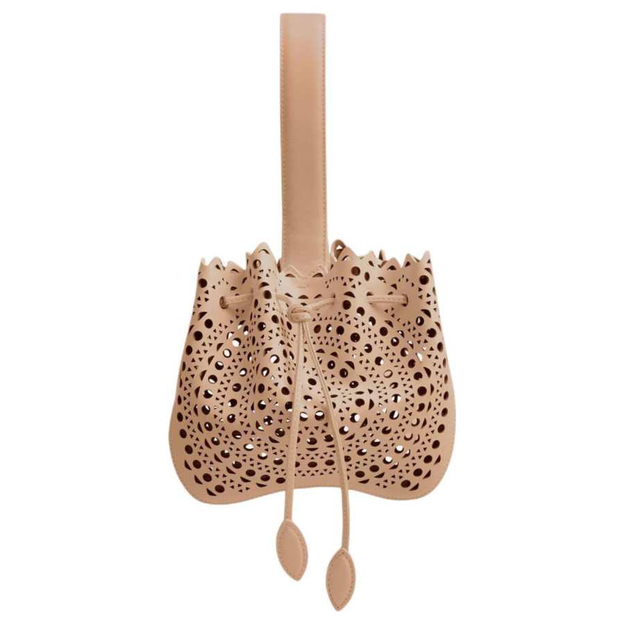 Alaia Calfskin Handbag Women's Light Umber