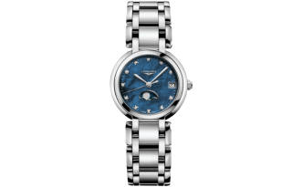 LONGINES Heart Moon Collection Quartz Movement Women's Watch 30.5mm Blue Dial Stainless Steel Case