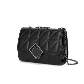 CORALDAISY Synthetic Leather Chain Bag, Crossbody Bag Regular Women's Mousse Black/Crescent White