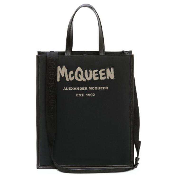 Alexander McQueen Polyester Tote Bag, Shopping Bag, Handbag, Shoulder Bag, Crossbody Bag, Backpack Unisex Black