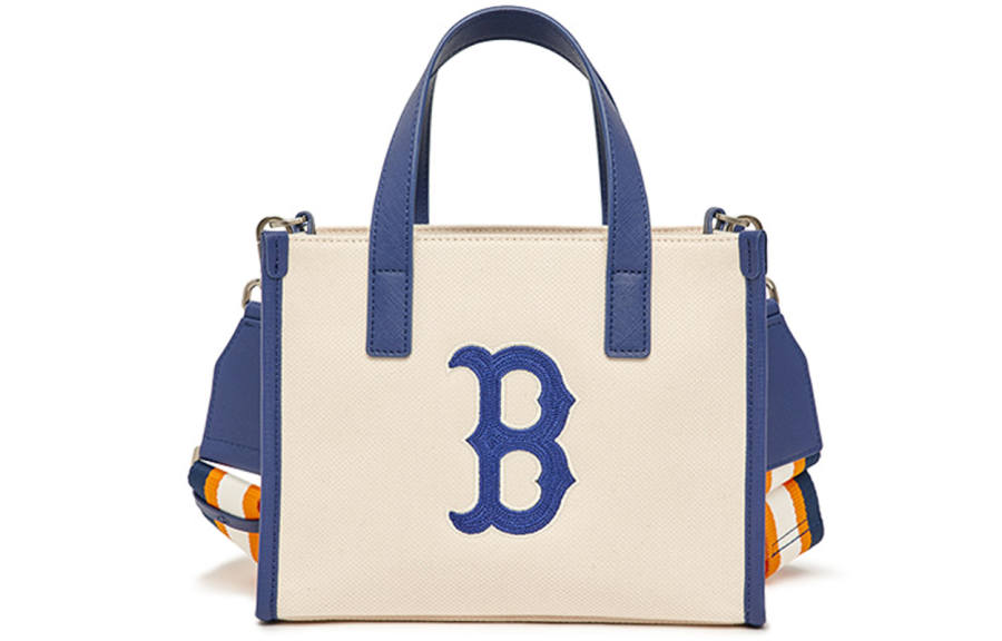 MLB Canvas Mini Tote Bag, Tote Bag, Shopping Bag, Portable Crossbody Bag, Shoulder Bag Small Unisex Blue & White