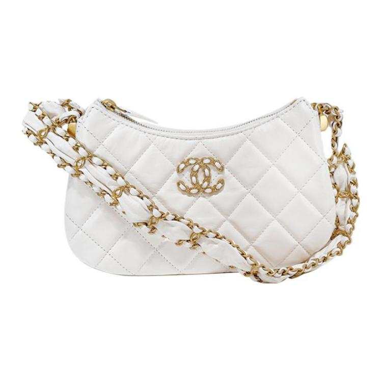 CHANEL Cow Leather Shoulder Bag, Hobo Bag, Handbag, Shoulder Bag Women's White