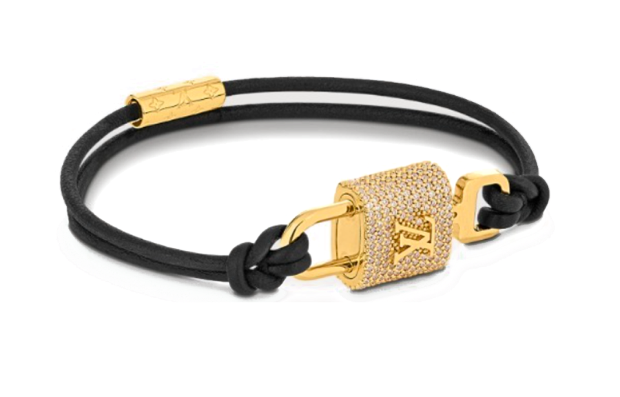 LOUIS VUITTON PADLOCK Leather, Crystal, Metal Bracelets Women's Black