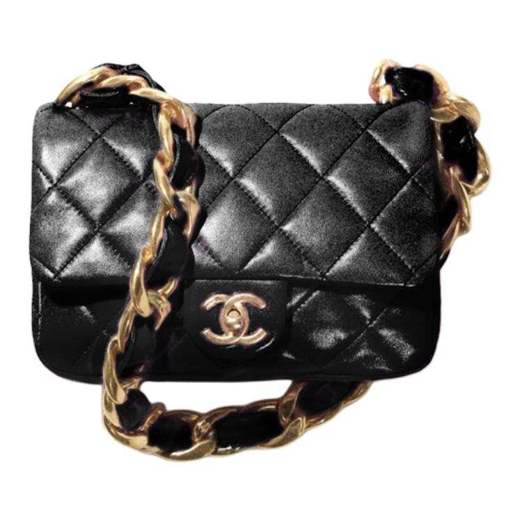 CHANEL Lambskin Flap Bag, Handbag, Shoulder Bag, Crossbody Bag Small Women's Black
