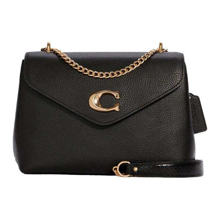 COACH Tammie Leather Flap Bag, Shoulder Bag, Crossbody Bag Medium Women's Black