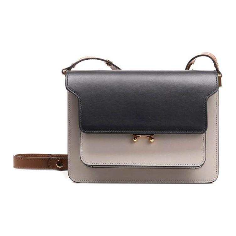 MARNI Trunk Multicolor Cow Leather Trunk Bag, Crossbody Bag, Shoulder Bag Women's Gray & Black
