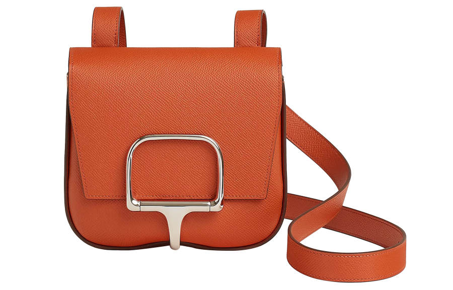 HERMES Della Cavalleria Silver Tone Buckle Epsom Calfskin Crossbody Bag, Shoulder Bag Mini Women's