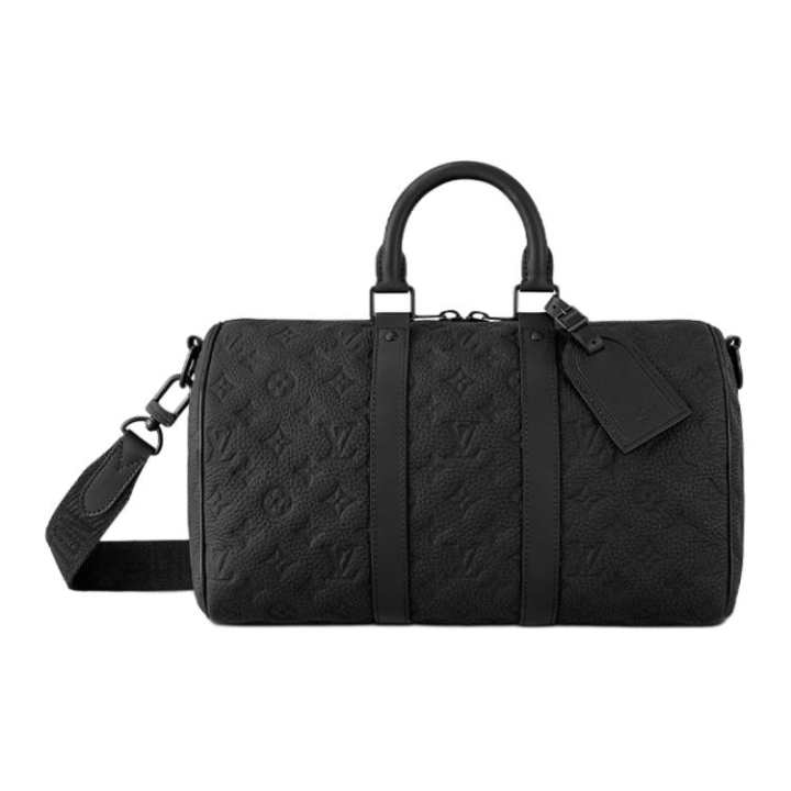 LOUIS VUITTON LOUIS VUITTON Keepall Cow Leather One Shoulder Handbag Men's Black