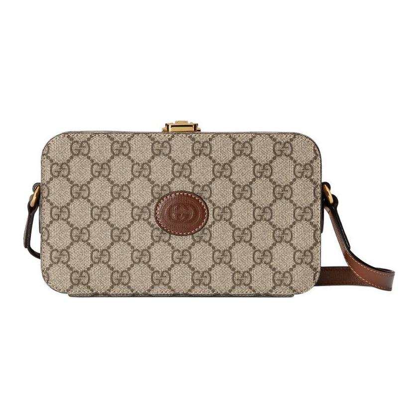 GUCCI Canvas Shoulder Bag, Crossbody Bag, Handbag Mini Women's Beige & Ebony