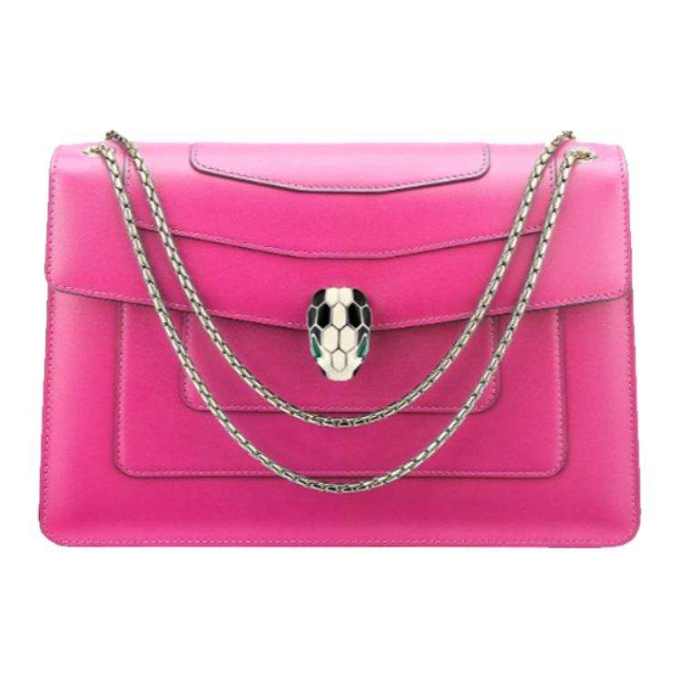 BVLGARI Serpenti Forever Calfskin Crossbody Bag, Shoulder Bag Women's Fuchsia