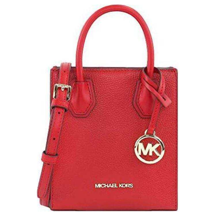 MICHAEL KORS Mercer Cow Leather Tote Bag, Shopping Bag, Handbag Mini Women's Red