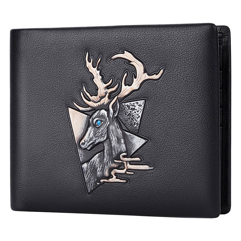 BISON DENIM BISON DENIM Cow Leather Wallet Card Holder Wallet Men's Black